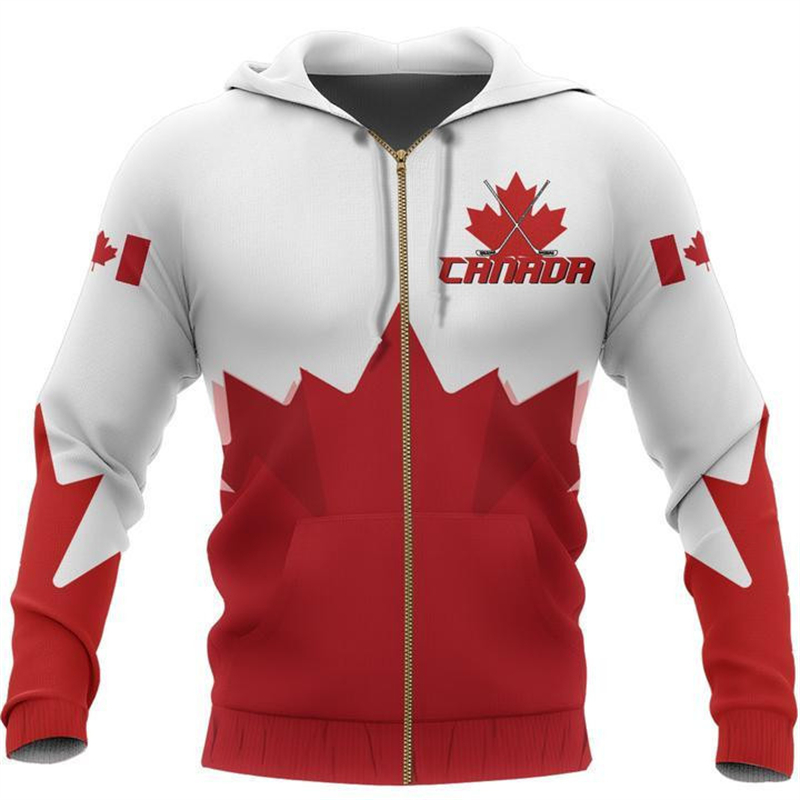 Canada Flag 3d Printed Zip Up  - đánh giá và giá Street Fashion Canada